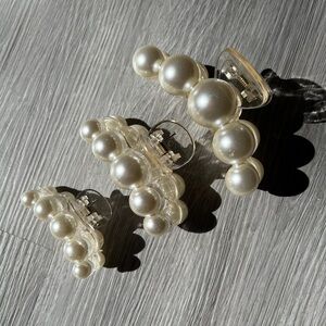 Pearl White Bubble Claw Hair Clip 3 Piece Set Small Medium Large